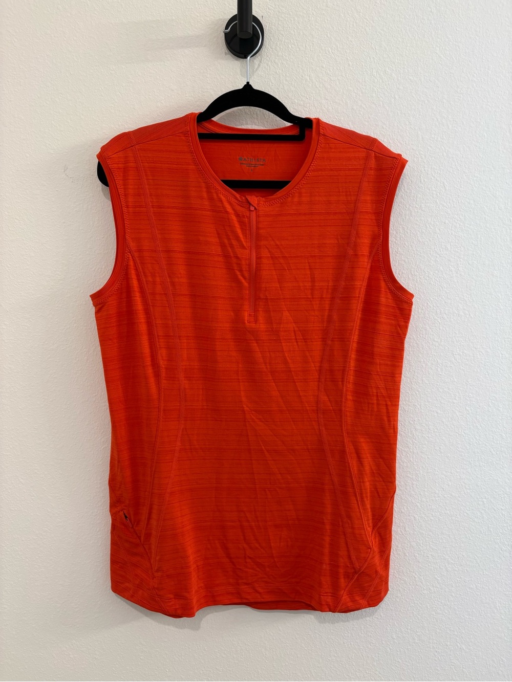 Athleta Bright Orange Sleeveless Zip-Front Tank